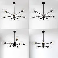 Люстра на штанге MARINE D104 10 lamps Black/Transparent 193752-26 ImperiumLoft прозрачная на 10 ламп, основание чёрное в стиле современный 