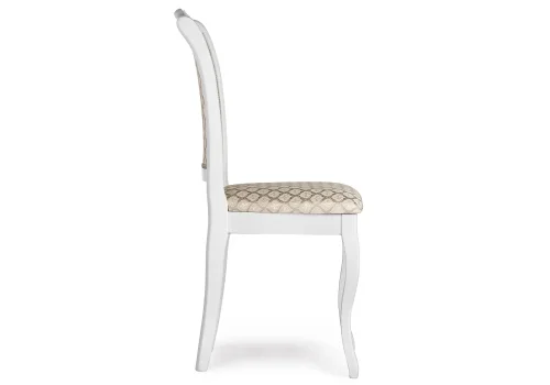 Деревянный стул Луиджи белый / бежевый 450682 Woodville, бежевый/ткань, ножки/массив березы дерево/белый, размеры - ****440*550 фото 3
