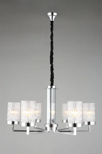 Люстра подвесная Maiera OML-84703-06 Omnilux прозрачная на 6 ламп, основание хром в стиле классический  фото 2