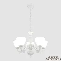 Люстра подвесная AM342837 342837/5 WT+SL Arte Milano белая на 5 ламп, основание белое в стиле классический 
