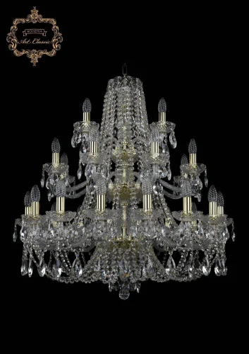 Люстра подвесная хрустальная 11.21.16+8+4.300.3d.Gd.Sp Bohemia Art Classic прозрачная на 28 ламп, основание золотое в стиле классический 