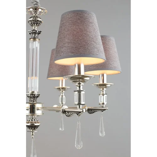 Люстра подвесная Rivoli OML-64203-06 Omnilux серая на 6 ламп, основание серебряное в стиле классический фото 7