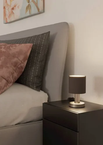 Настольная лампа Montetto 31842 Eglo коричневая на 1 лампу, основание матовое никель металл в стиле современный фото 2