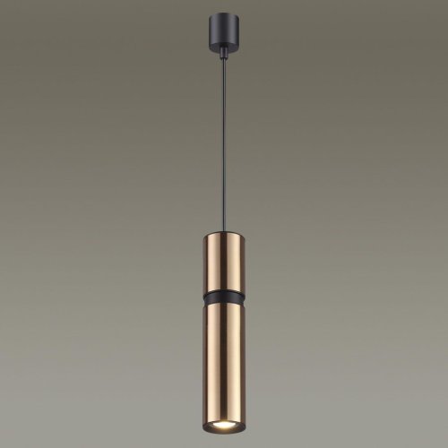 Светильник подвесной Afra 4744/5L Odeon Light чёрный золотой 1 лампа, основание чёрное в стиле хай-тек современный трубочки фото 2