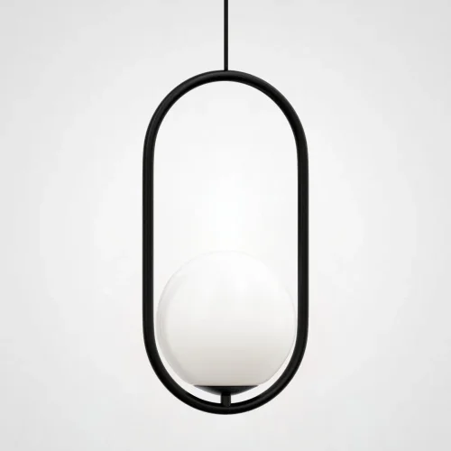 Светильник подвесной Matthew McCormick hoop 40 Black MILA Pendant 179964-22 ImperiumLoft белый 1 лампа, основание чёрное в стиле современный 