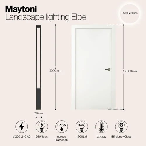 Парковый светильник LED Elbe O424FL-L25GF Maytoni уличный IP65 чёрный на 1 лампу, плафон чёрный в стиле современный LED фото 7