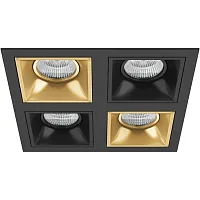 Светильник точечный Domino quadro D54703070307 Lightstar чёрный золотой 4 лампы, основание чёрное в стиле современный хай-тек 