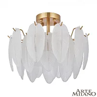 Люстра потолочная AM-Rim 315009/D400 BS Arte Milano белая на 5 ламп, основание латунь в стиле современный 