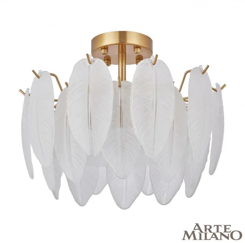 Люстра потолочная AM-Rim 315009/D400 BS Arte Milano белая на 5 ламп, основание латунь в стиле современный 