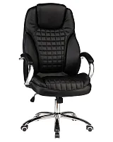 Офисное кресло для руководителей 114B-LMR CHESTER, цвет чёрный Dobrin, чёрный/экокожа, ножки/металл/хром, размеры - 1180*1250***680*730