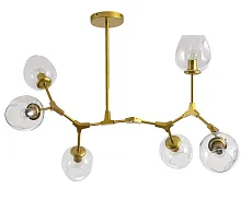 Люстра потолочная Нисса 07512-6,33(21) Kink Light прозрачная на 6 ламп, основание матовое золото в стиле современный 