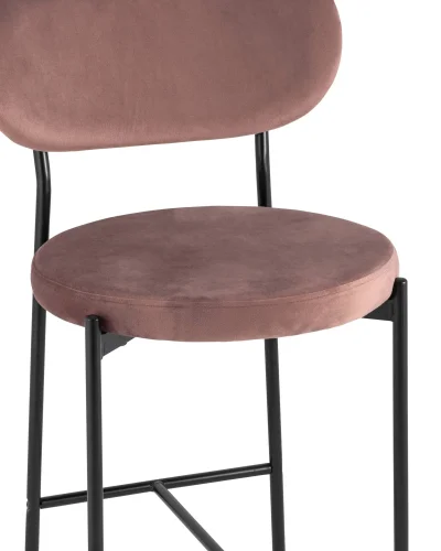 Cтул полубарный Барбара, велюр пыльно-розовый УТ000028061 Stool Group, розовый/велюр, ножки/металл/чёрный, размеры - ****485*540 фото 6