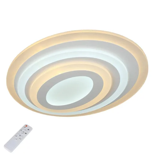 Люстра с пультом LED Fanano OML-05207-65 Omnilux белая на 1 лампа, основание белое в стиле хай-тек с пультом кольца