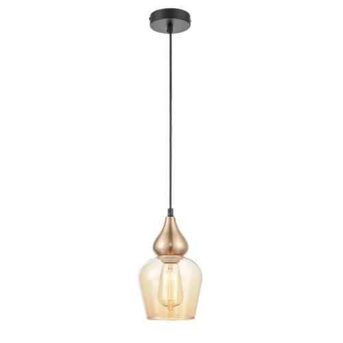 Светильник подвесной Simone 441 VL5564P11 Vele Luce янтарный на 1 лампу, основание чёрное в стиле современный выдувное