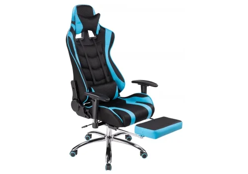 Кресло игровое Kano 1 light blue / black 11909 Woodville, голубой/искусственная кожа ткань, ножки/металл/хром, размеры - *1370***660*700