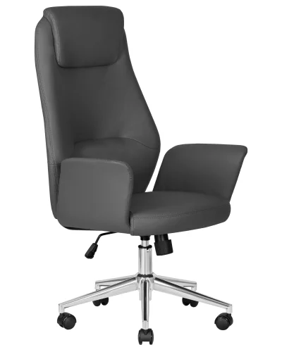 Офисное кресло для руководителя 126B-LMR COLTON, цвет серый Dobrin, серый/экокожа, ножки/металл/хром, размеры - 1125*1225***650*650 фото 2