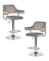 Стул барный набор 2 шт. SET-2 5019-LM CHARLY, цвет сиденья серый велюр (MJ9-75), цвет основания хромированная сталь Dobrin, /велюр, ножки/металл/хром, размеры - 990*1200***610*540 Стул барный набор 2 шт. SET-2 5019-LM CHARLY, цвет сиденья серый велюр (MJ9-75), цвет основания хромированная сталь Dobrin, /велюр, ножки/металл/хром, размеры - 990*1200***610*540