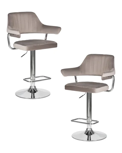 Стул барный набор 2 шт. SET-2 5019-LM CHARLY, цвет сиденья серый велюр (MJ9-75), цвет основания хромированная сталь Dobrin, /велюр, ножки/металл/хром, размеры - 990*1200***610*540 Стул барный набор 2 шт. SET-2 5019-LM CHARLY, цвет сиденья серый велюр (MJ9-75), цвет основания хромированная сталь Dobrin, /велюр, ножки/металл/хром, размеры - 990*1200***610*540