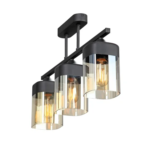 Люстра потолочная V4923-1/3PL Vitaluce прозрачная на 3 лампы, основание чёрное в стиле арт-деко фото 3