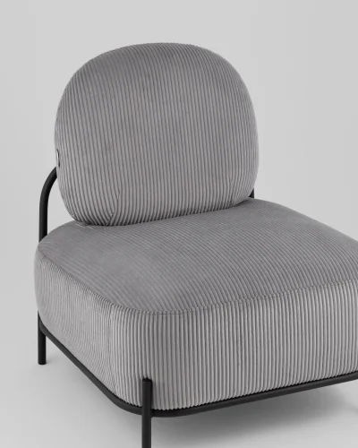 Кресло Стоун велюр рельефный светло-серый УТ000039989 Stool Group, серый/велюр, ножки/металл/чёрный, размеры - *780***710*680мм фото 7