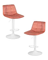 Стул барный набор 2 шт. SET-2 5017_WhiteBase-LM TAILOR WHITE, цвет сиденья пудрово-розовый велюр (MJ9-32), цвет основания белый Dobrin, /велюр, ножки/металл/белый, размеры - 920*1130***470*490 Стул барный набор 2 шт. SET-2 5017_WhiteBase-LM TAILOR WHITE, цвет сиденья пудрово-розовый велюр (MJ9-32), цвет основания белый Dobrin, /велюр, ножки/металл/белый, размеры - 920*1130***470*490