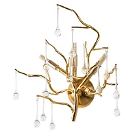 Бра Salice 3132/01 AP-3 Divinare прозрачный 3 лампы, основание золотое в стиле арт-деко современный ветви