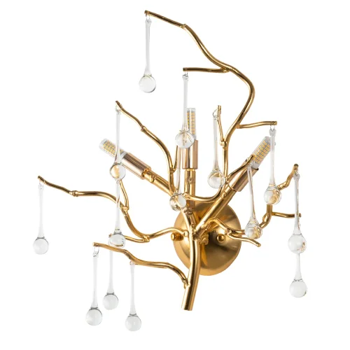 Бра Salice 3132/01 AP-3 Divinare прозрачный на 3 лампы, основание золотое в стиле арт-деко современный ветви