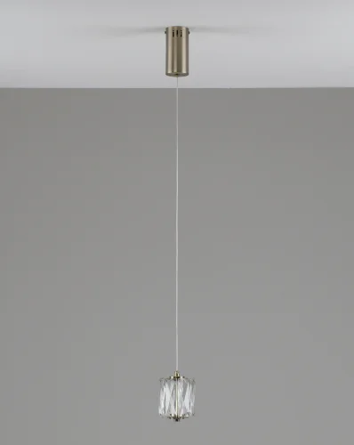 Светильник подвесной LED Prismique V11712-PL Moderli прозрачный на 1 лампу, основание латунь в стиле современный 