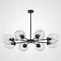 Люстра на штанге MARINE B 8 Black/Transparent 189682-26 ImperiumLoft прозрачная на 8 ламп, основание чёрное в стиле скандинавский 