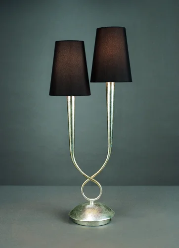 Настольная лампа PAOLA PAN PLATA 3536 Mantra коричневая 2 лампы, основание серебряное металл в стиле современный  фото 3