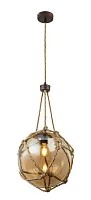 Светильник подвесной лофт Tiko 15859H1 Globo коричневый прозрачный 1 лампа, основание коричневое в стиле лофт шар