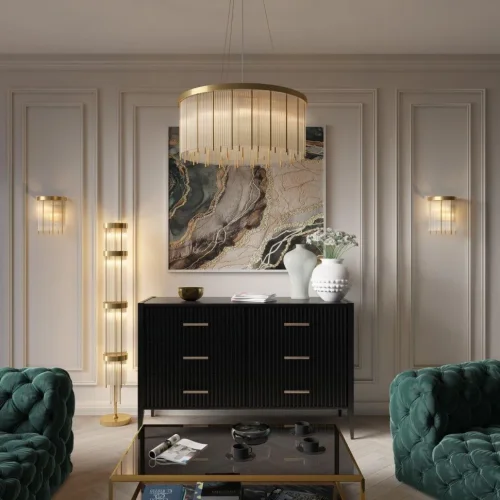 Настенный светильник ABUR WALL 211968-26 ImperiumLoft прозрачный на 2 лампы, основание латунь в стиле современный фото 3