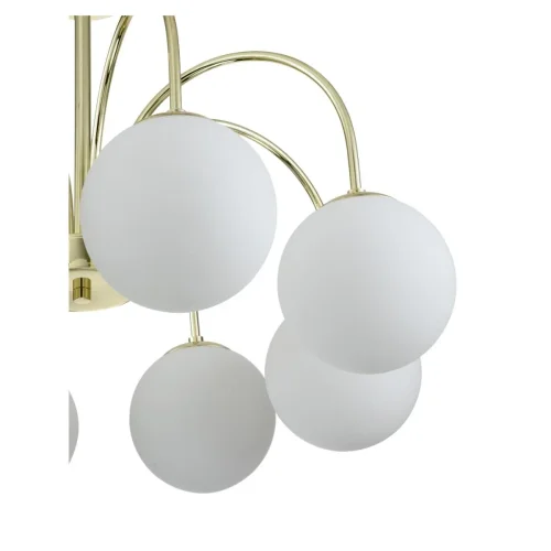 Люстра потолочная VOGA V000326 Indigo белая на 8 ламп, основание золотое в стиле современный шар фото 2