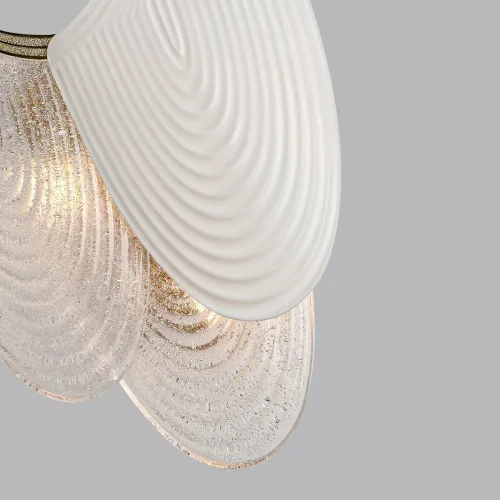 Бра Porcela 5051/3W Odeon Light прозрачный белый на 3 лампы, основание золотое в стиле современный флористика  фото 5