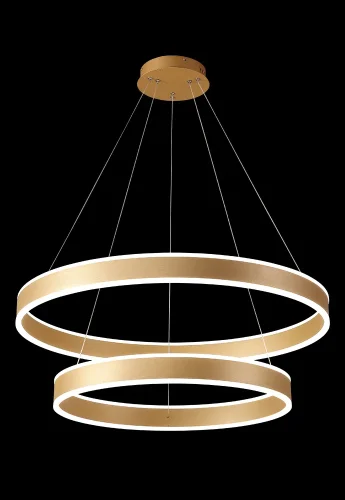 Люстра подвесная LED с пультом MUCHOS SP123W LED D600+800 GOLD Crystal Lux золотая на 1 лампа, основание золотое в стиле современный с пультом кольца фото 3