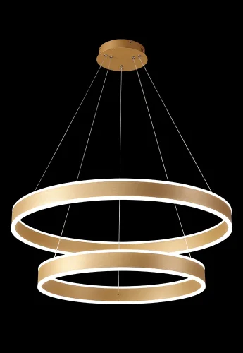 Люстра подвесная LED с пультом MUCHOS SP123W LED D600+800 GOLD Crystal Lux золотая на 1 лампу, основание золотое в стиле современный с пультом кольца фото 3