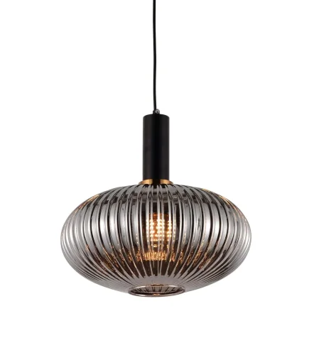 Светильник подвесной Flori LDP 1216 GR+BK Lumina Deco серый 1 лампа, основание чёрное в стиле современный выдувное