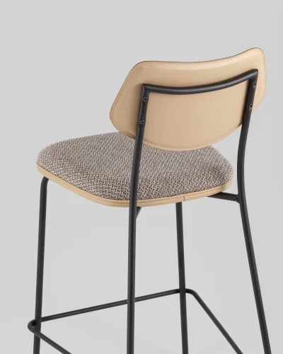 Стул полубарный Casey, темно-серый, с бежевой экокожей УТ000039576 Stool Group, бежевый/рогожка, ножки/металл/чёрный, размеры - ***** фото 6