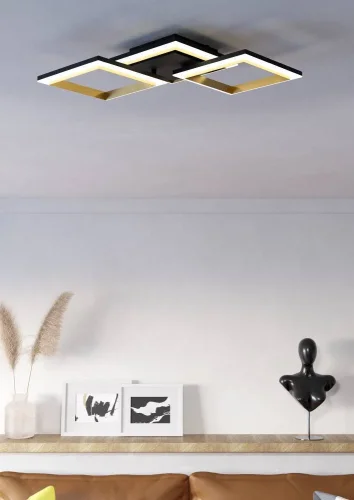 Светильник потолочный LED Calliera 901222 Eglo чёрный матовый латунь на 1 лампу, основание чёрное матовое латунь в стиле современный хай-тек фото 2