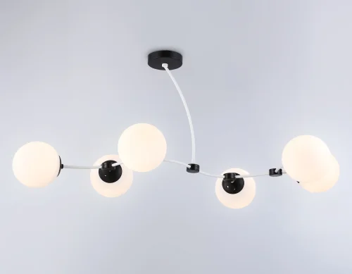 Люстра потолочная TR2552 Ambrella light белая на 6 ламп, основание чёрное в стиле современный  фото 3