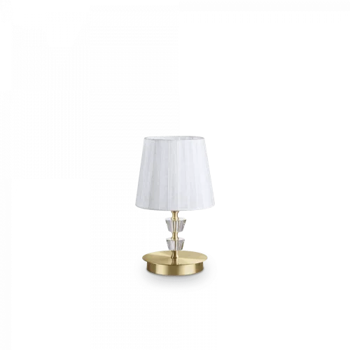 Настольная лампа PEGASO TL1 SMALL OTTONE SATINATO Ideal Lux белая на 1 лампу, основание латунь металл в стиле классический 