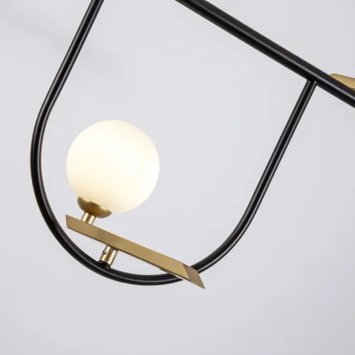 Люстра подвесная Pouli 4109-4P F-promo белая на 4 лампы, основание чёрное в стиле современный шар фото 6