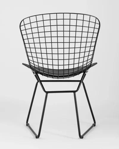 Стул обеденный Bertoia  черный с черной подушкой  УТ000004220 Stool Group, чёрный/экокожа, ножки/металл/чёрный, размеры - ***** фото 5