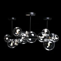 Светильник подвесной Molecule 10023P/850 LOFT IT прозрачный 15 ламп, основание чёрное в стиле современный шар