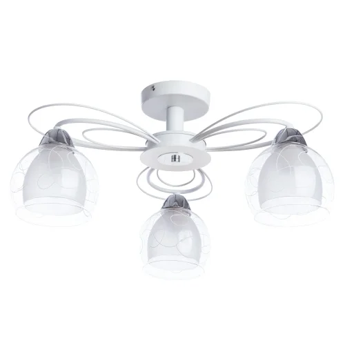 Люстра потолочная Sansa A7585PL-3WH Arte Lamp прозрачная на 3 лампы, основание белое в стиле современный 