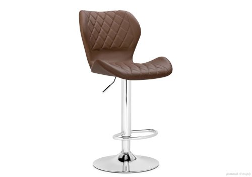 Барный стул Porch brown / chrome 15722 Woodville, коричневый/экокожа, ножки/металл/хром, размеры - *1080***460*490