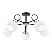 Люстра потолочная Стивен CL141251 Citilux белая на 5 ламп, основание чёрное в стиле модерн шар