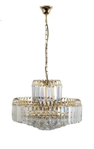 Люстра хрустальная подвесная Ovada E 1.5.50.100 G Arti Lampadari прозрачная на 8 ламп, основание золотое в стиле классический 