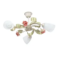 Люстра потолочная V1537/3PL Vitaluce белая на 3 лампы, основание бежевое в стиле флористика 