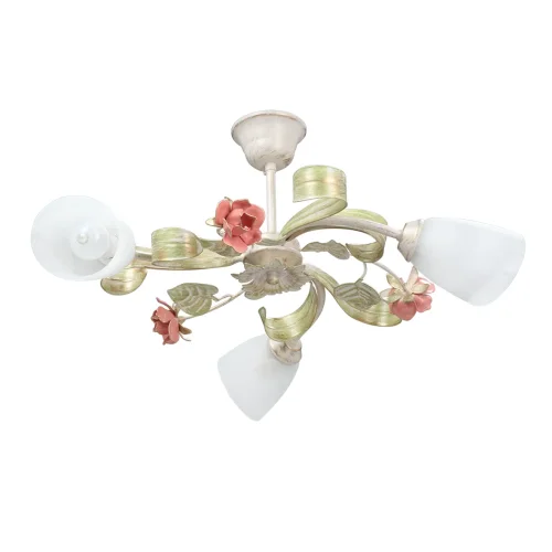 Люстра потолочная V1537/3PL Vitaluce белая на 3 лампы, основание бежевое в стиле флористика 